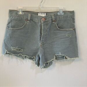 We The Free Now Or Never Denim Shorts Sz 30 Raw Hem Distressed Sage Green